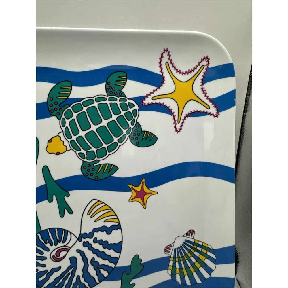Melamine 16 x 11 Plate Serving Platter‎ Turtle Seahorse Starfish Ocean Tiki Pool